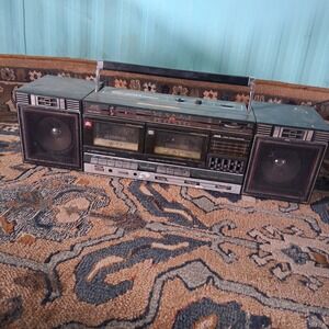 VTG JVC PC-W47 Portable Radio Boombox AM/FM dual Cassette Recorder-Works!!!